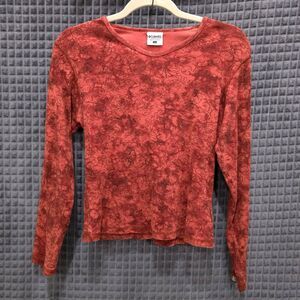 Columbia Rust Long Sleeve Shirt Sm Y2K Base Layer Floral Boho Western Street 90s